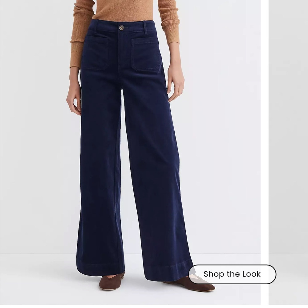 NWOT LOFT Navy Palmer Wide-Leg Pants in Corduroy